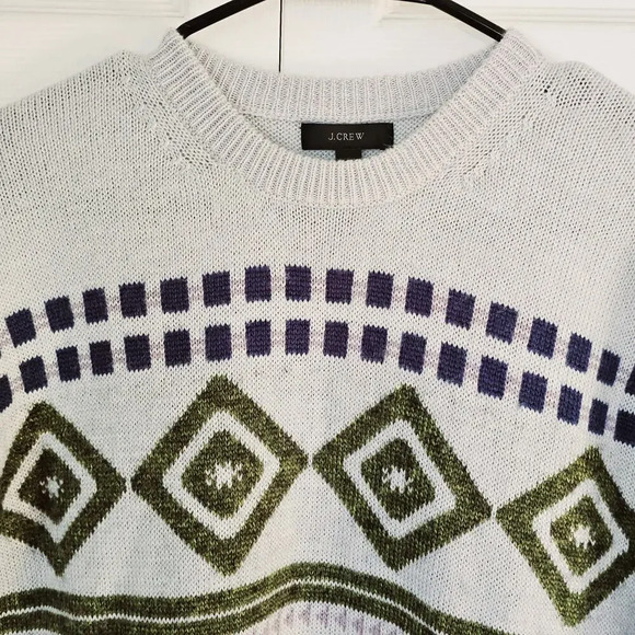 J. Crew Fair Isle Wool Mohair Relaxed Holiday Ski Sweater Small Nordic Scandi - Picture 3 of 7